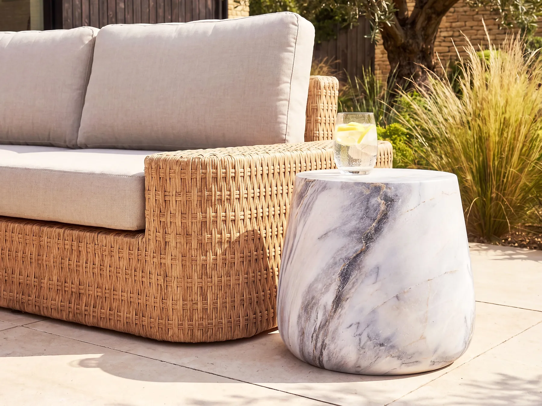 Side Table BIENTINO 46 cm 46 cm Grey Marble_1192572