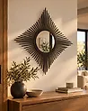 Wall Mirror MAJENE 60 cm 60 cm Rattan Black
