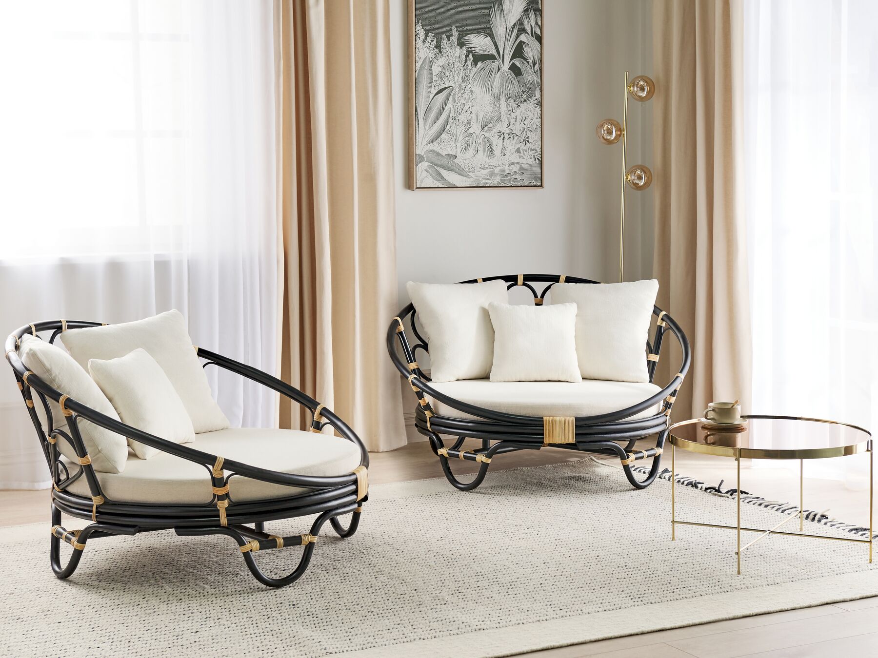 Zestaw 2 koszy ogrodowych rattanowy czarny ROSSANO_873245