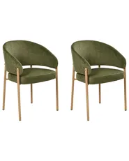 Set of 2 Dining Chairs ZANE Fabric Green_1042484
