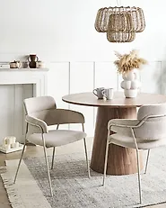 Set of 2 Dining Chairs PAONIA Chenille Light Beige_1184052