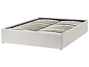 Bett mit Stauraum ohne Kopfteil DINAN Stoff Cremeweiß 120 x 200 cm_1187486
