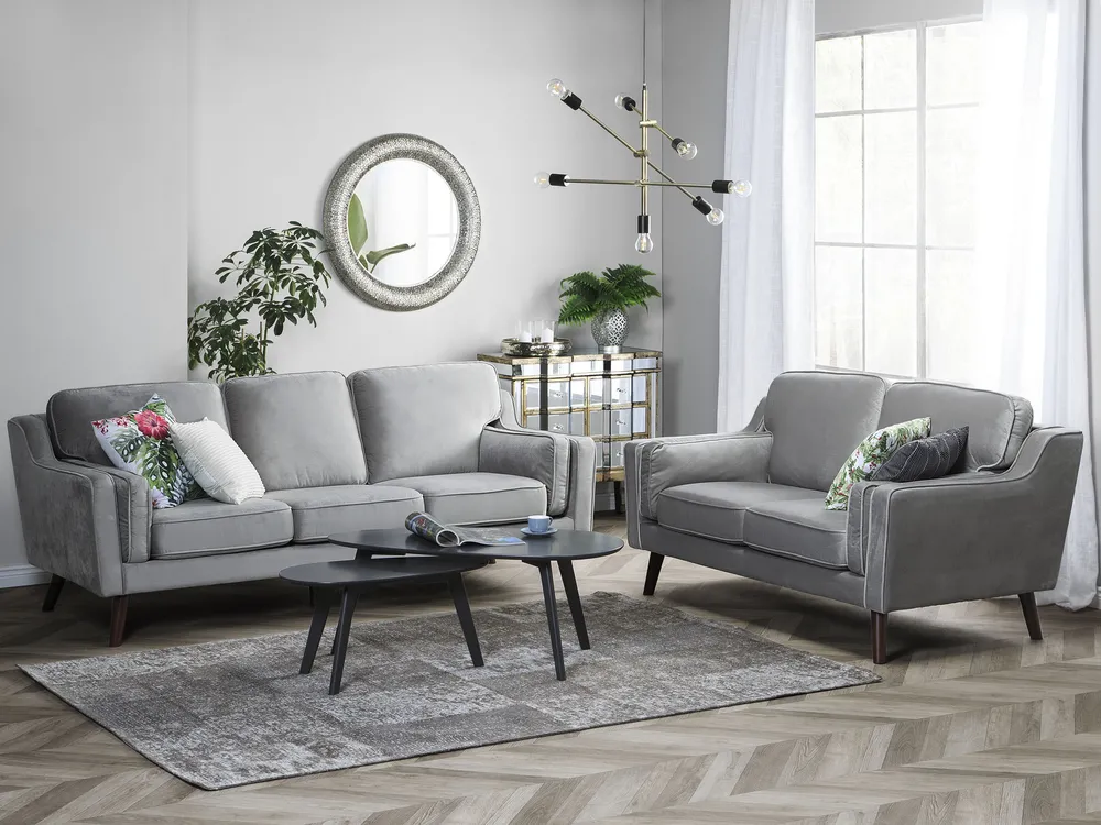 Canapé 3 places LOKKA Velours Gris clair_710721