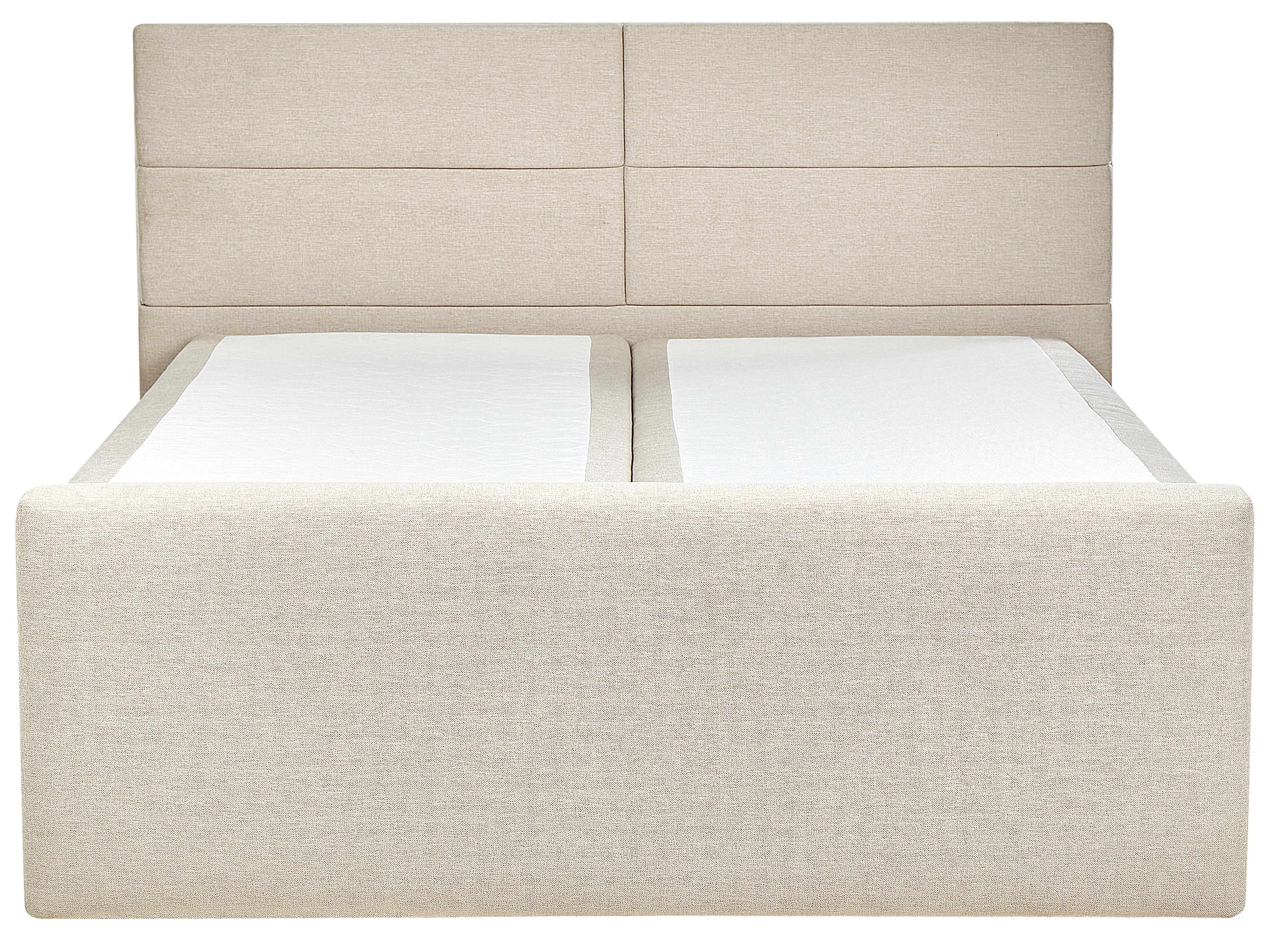 Lit boxspring avec rangement ARISTOCRAT Tissu Beige clair 180 x 200 cm_873773