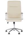 Silla de oficina reclinable de piel sintética beige/plateado OSCAR_812088