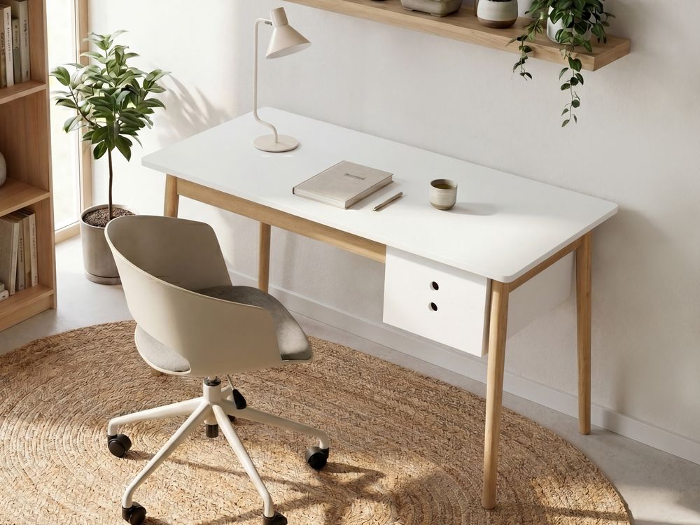 Schreibtisch FENESTRA 120 cm 50 cm Hellbraun / Weiss