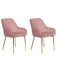 Set of 2 Dining Chairs LOVERNA Velvet Pink_963125