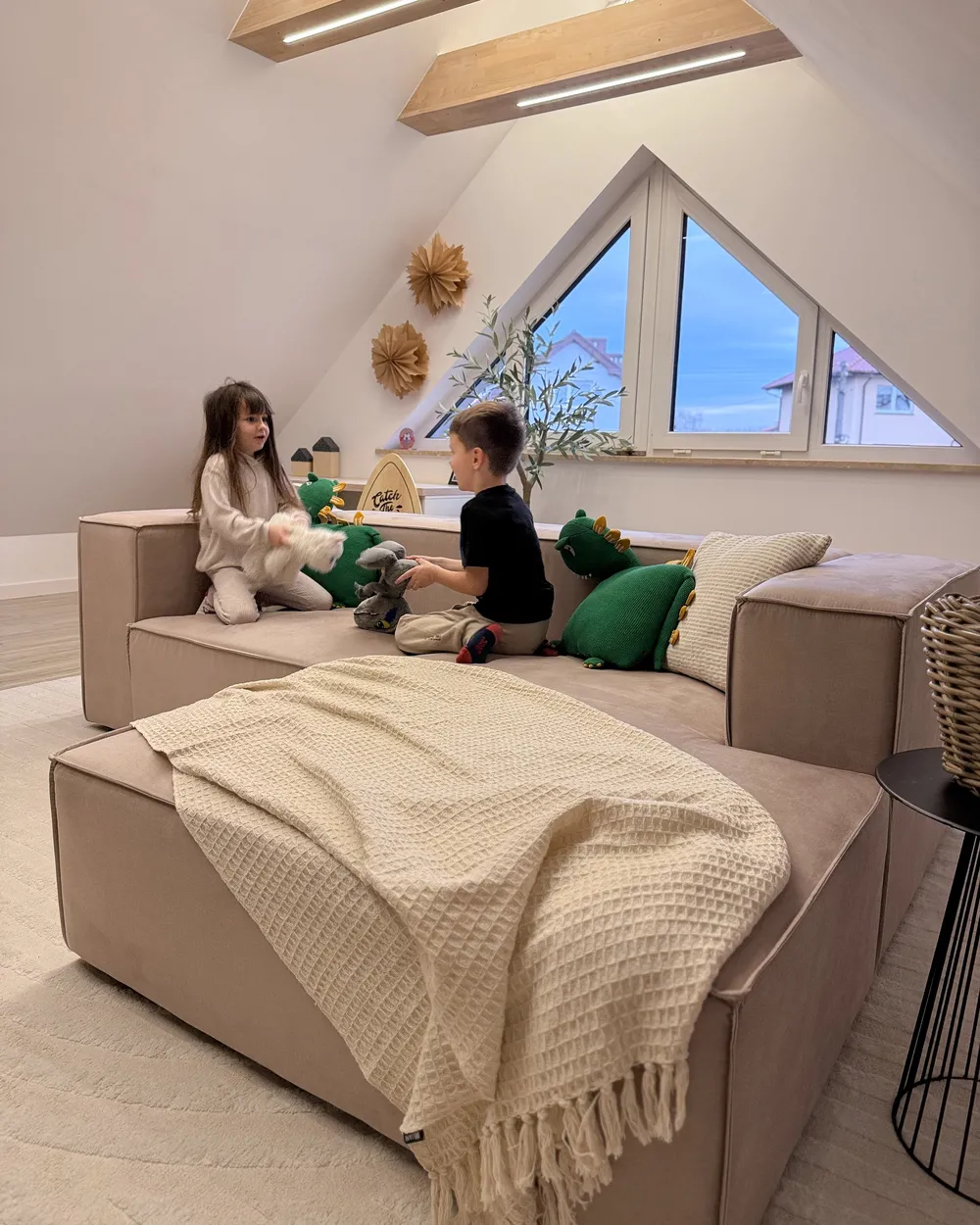 Corner Sofa Seater VERNON Fabric Light Beige Left Hand