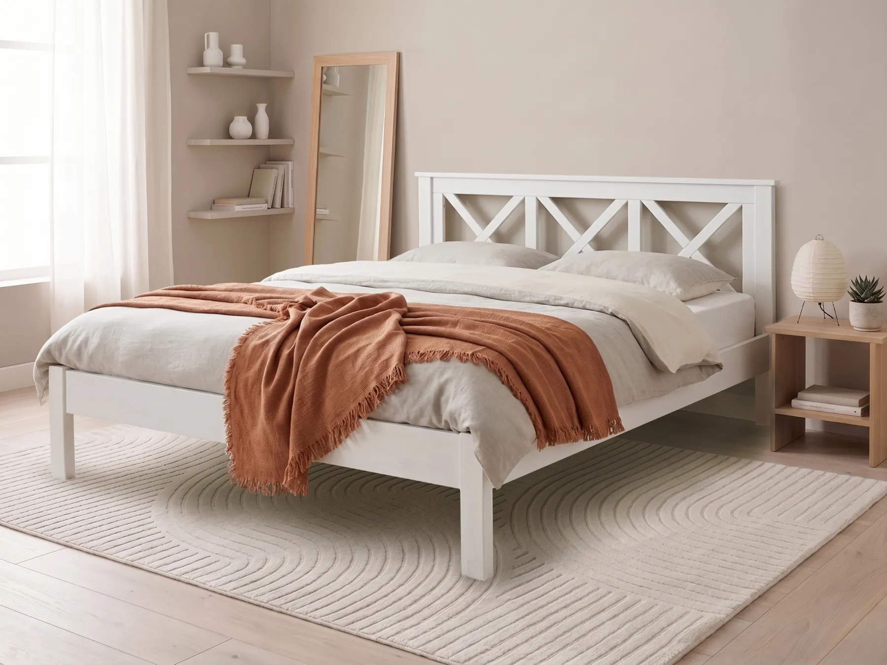 Bed Pine Wood TANNAY 180 x 200 cm (EU Super King) White_742357