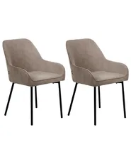 Set of 2 Dining Chairs LOVERNA Corduroy Beige_1022393