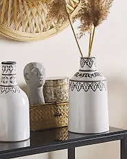 Flower Vase AMISOS 25 cm Stoneware White_1178232