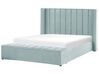 Sametová postel s úložným prostorem 160 x 200 cm mátově zelená NOYERS_834660
