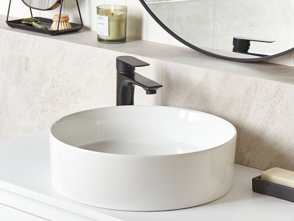 Countertop Basin TEBAR ⌀ 400 mm Ceramic White