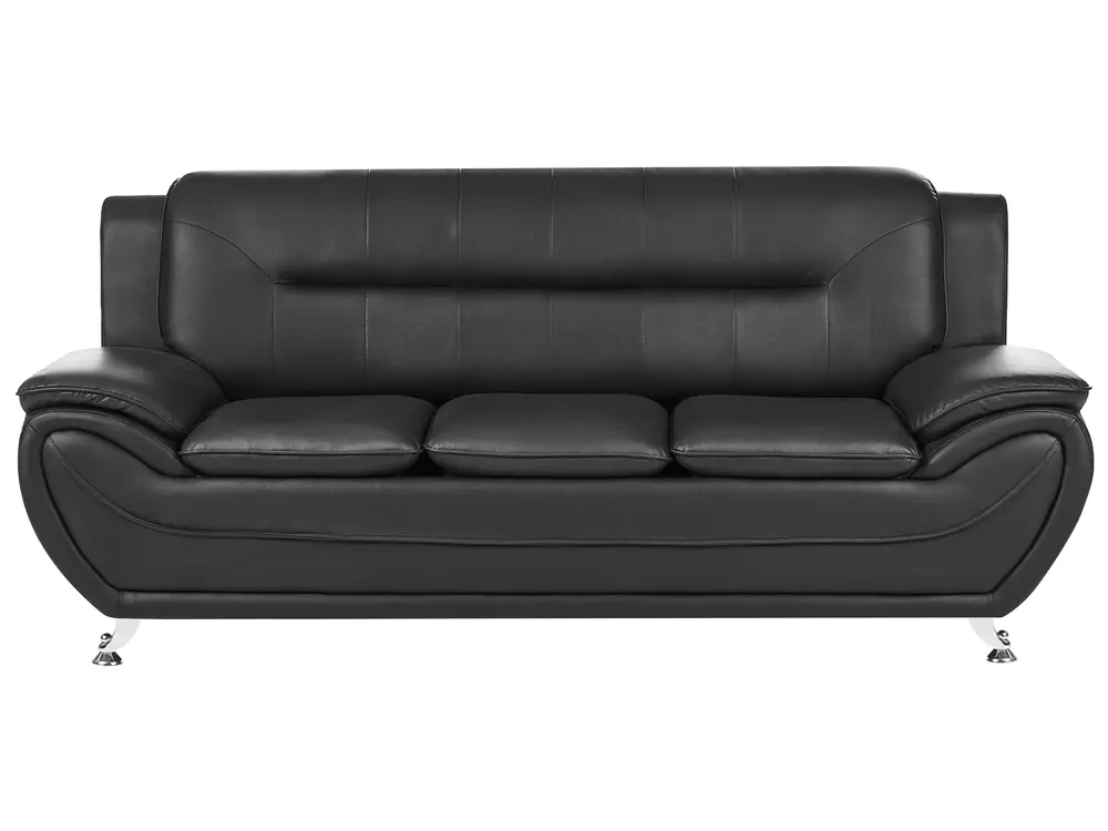 Sofa 3 Seater LEIRA Faux Leather Black