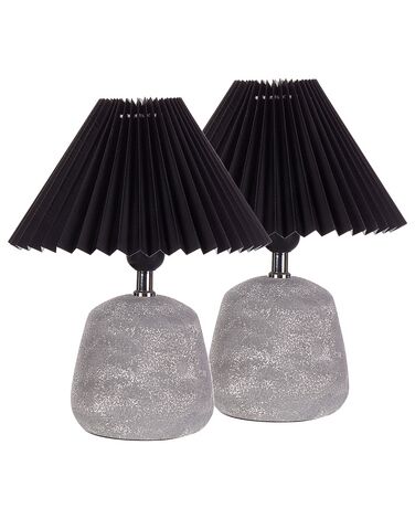 Sada 2 keramických stolních lamp šedé/černé ZEYI