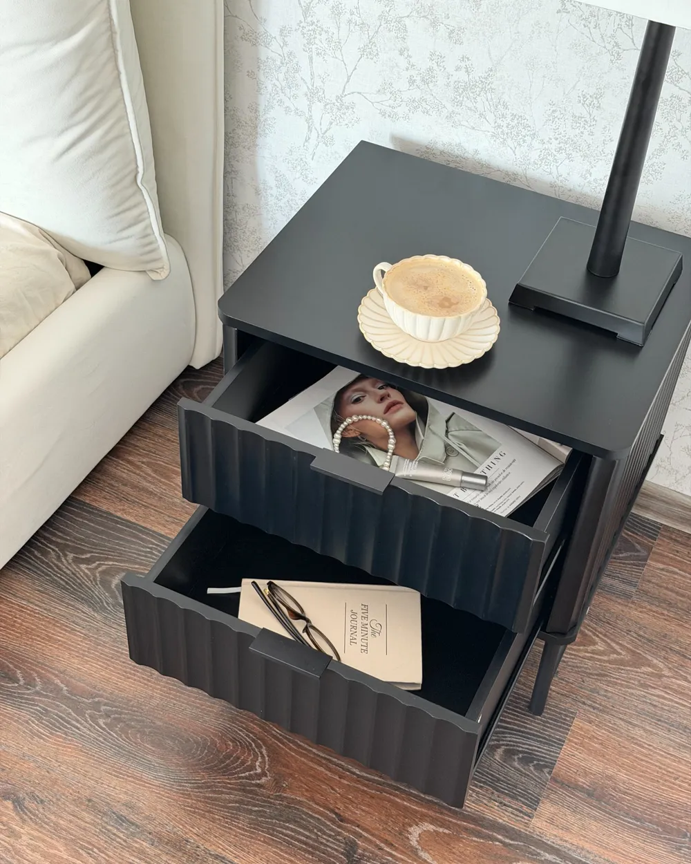 2 Drawer Bedside Table GLASTONBURY Black_1065363