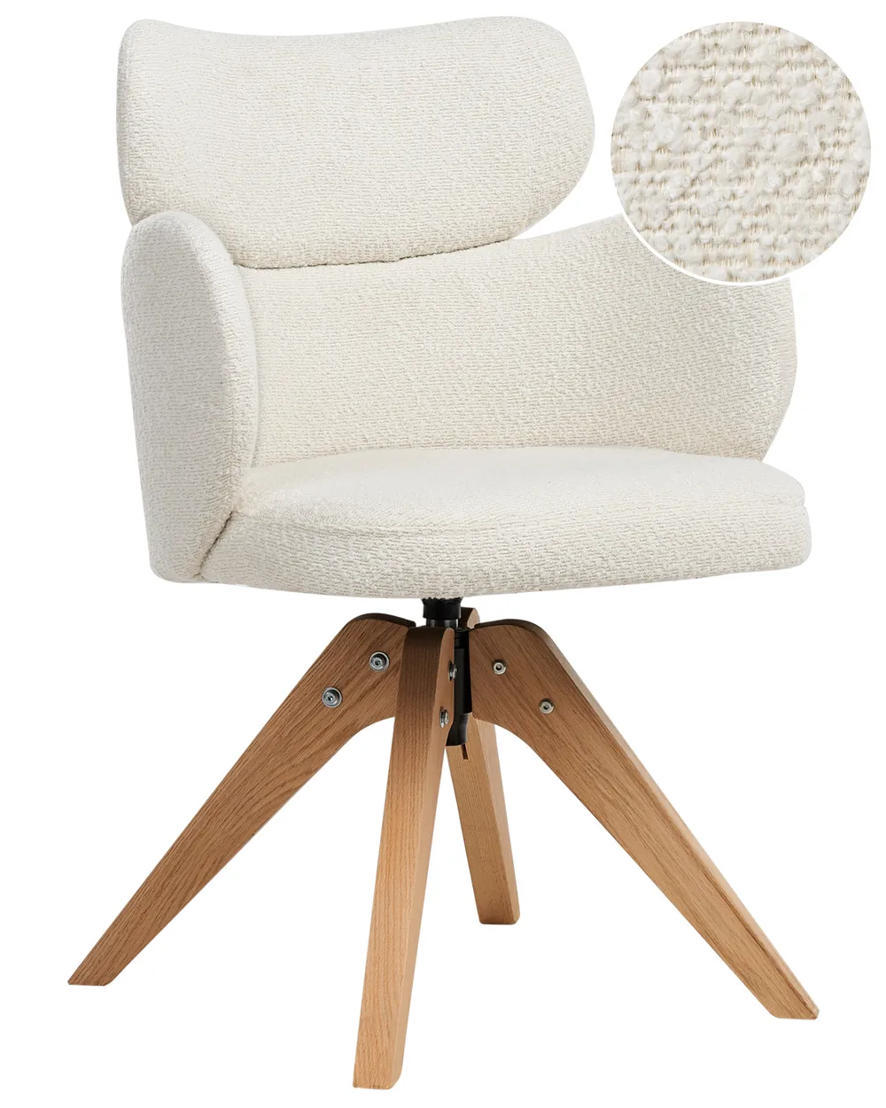 Dining Chair Swivel MARCY Boucle Light Beige