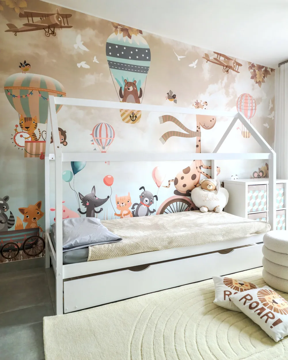 Kids Trundle Bed Pine Wood CRILLON 90 x 200 cm (EU Single) White_1036667