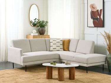 Left Hand 4 Seater Fabric Corner Sofa Beige BREDA