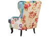 Fabric Wingback Chair Patchwork Blue MOLDE_884406