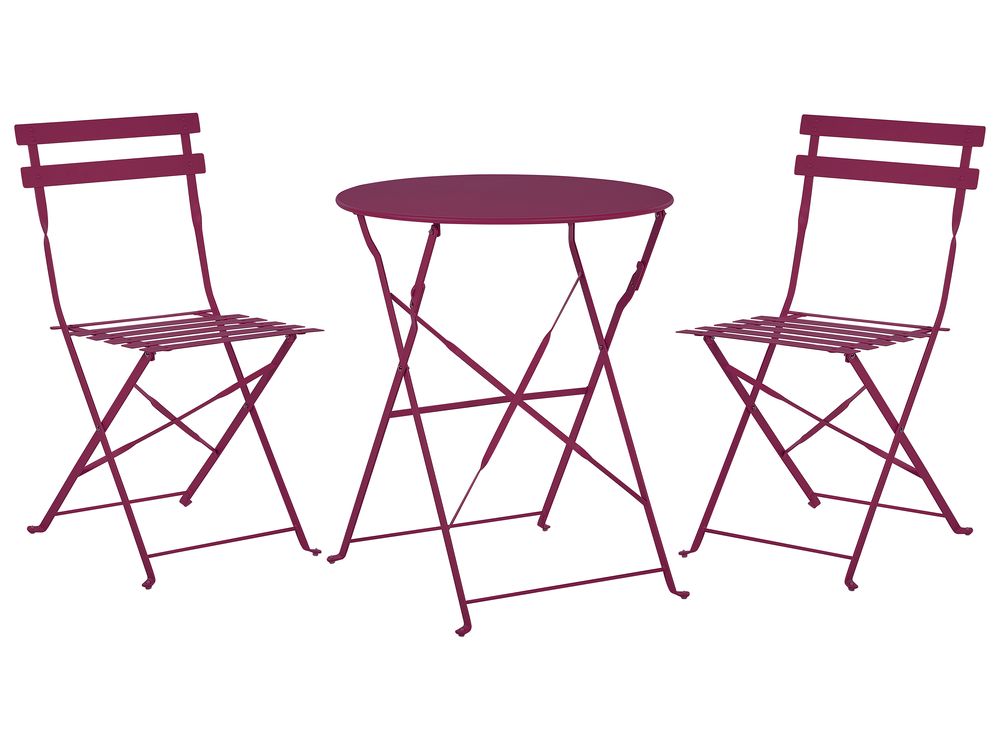 Ensemble bistrot Pliant FIORI Métal Rouge Bordeaux