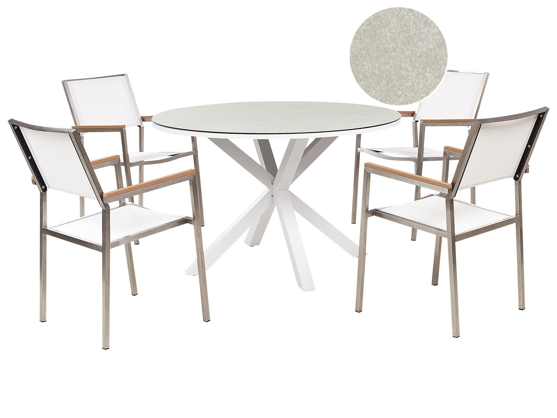 4 Seater Aluminium Garden Dining Set Glass Top White MALETTO/GROSSETO_938236