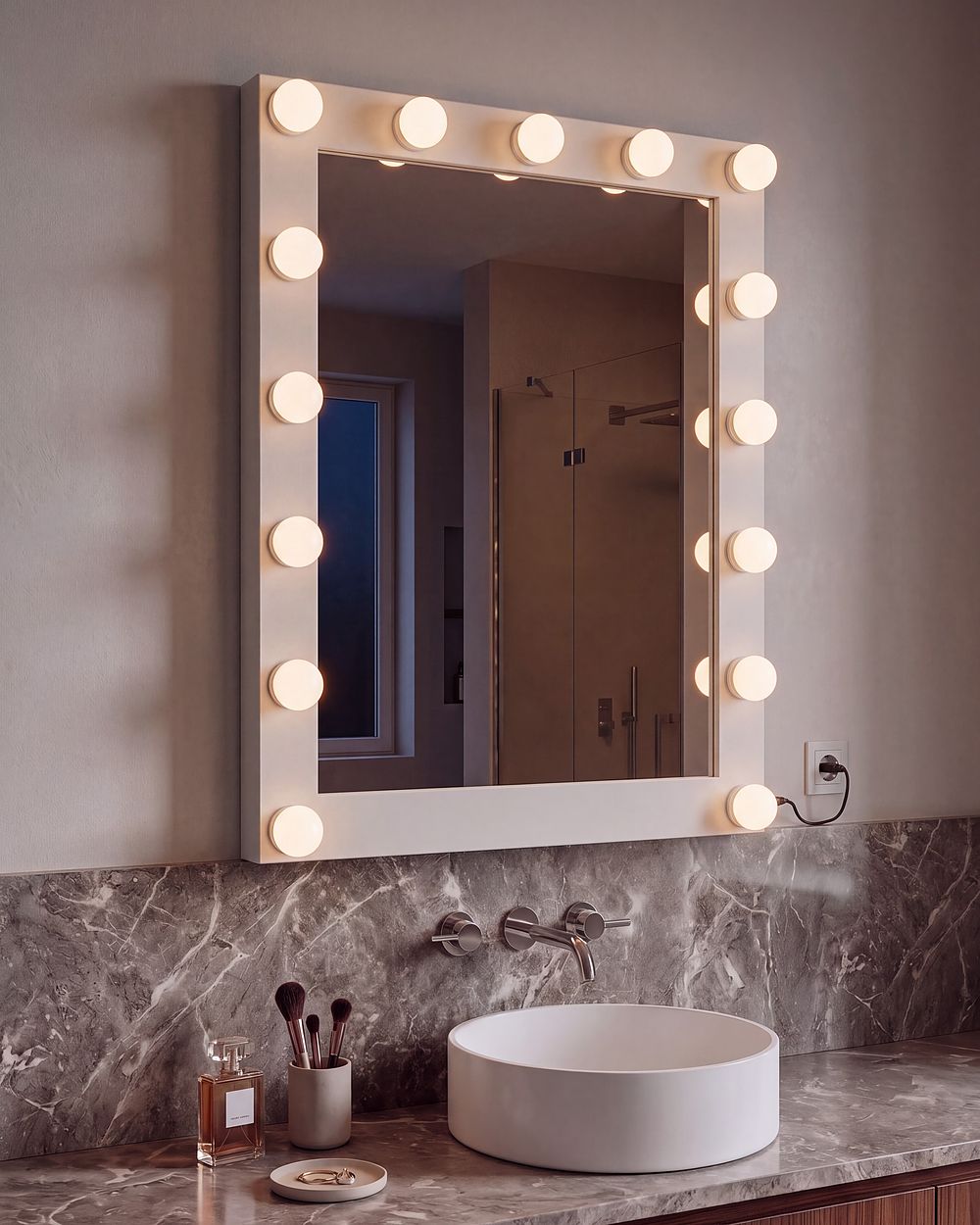 LED-Badezimmer-Spiegel ODENAS 50 cm 60 cm Weiss