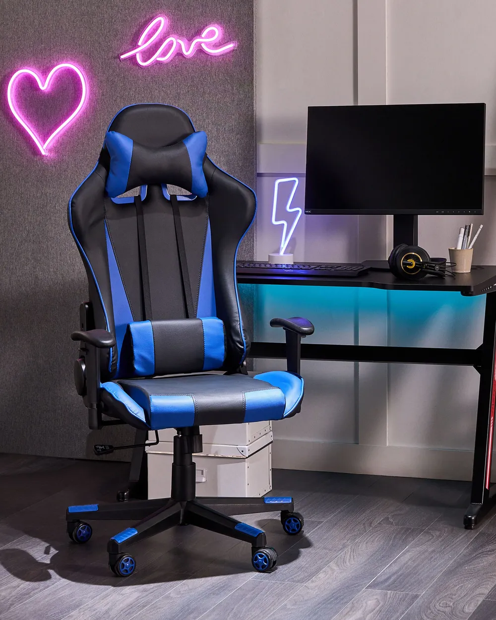 Office Chair GAMER Faux Leather Dark Blue