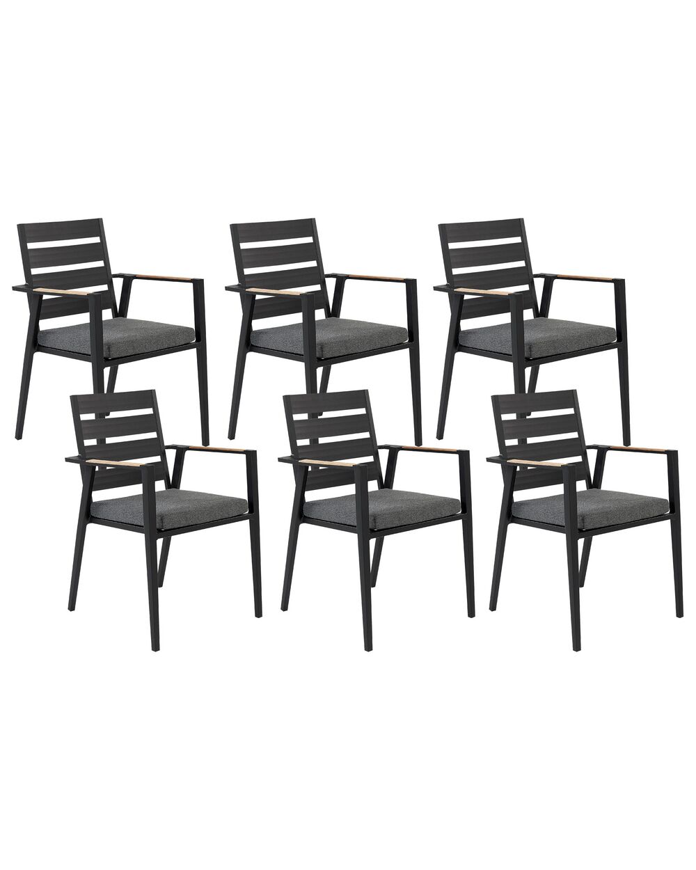 Conjunto de 6 cadeiras de jardim com almofadas TAVIANO Metal Preto