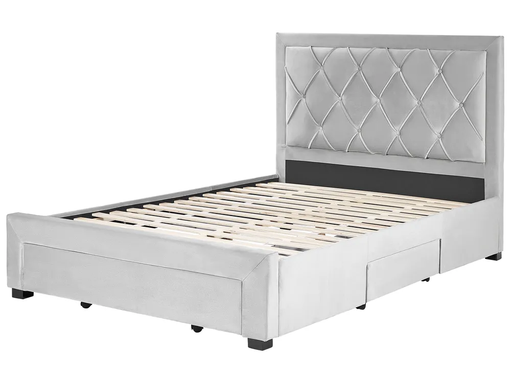 Bett mit Schubladen LIEVIN Samtstoff Hellgrau 140 x 200 cm_858056