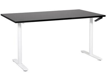 Fekete és fehér manuálisan állítható íróasztal 160 x 72 cm DESTINAS