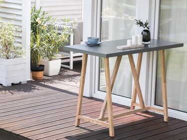 Concrete Garden Table 140 x 70 cm Light Wood and Grey TALAMONE