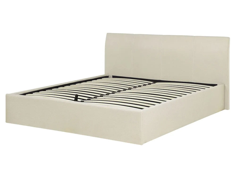 Bett mit Stauraum ORBEY Stoff Hellbeige 160 x 200 cm_743842