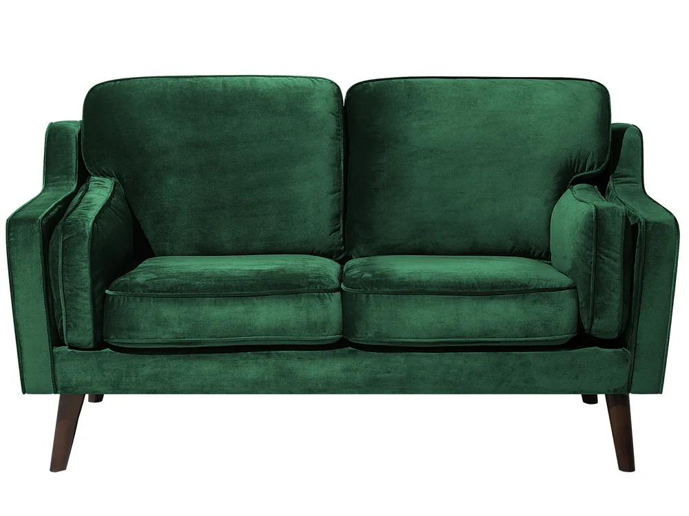 Canapé Banquette 2 Places Beliani Taby – Velours Noir Et Bois D'hévéa – 132 Cm