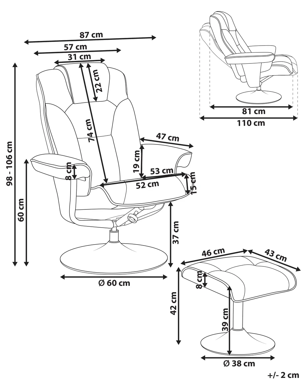 Recliner Chair NYKS Fabric Taupe_1007087