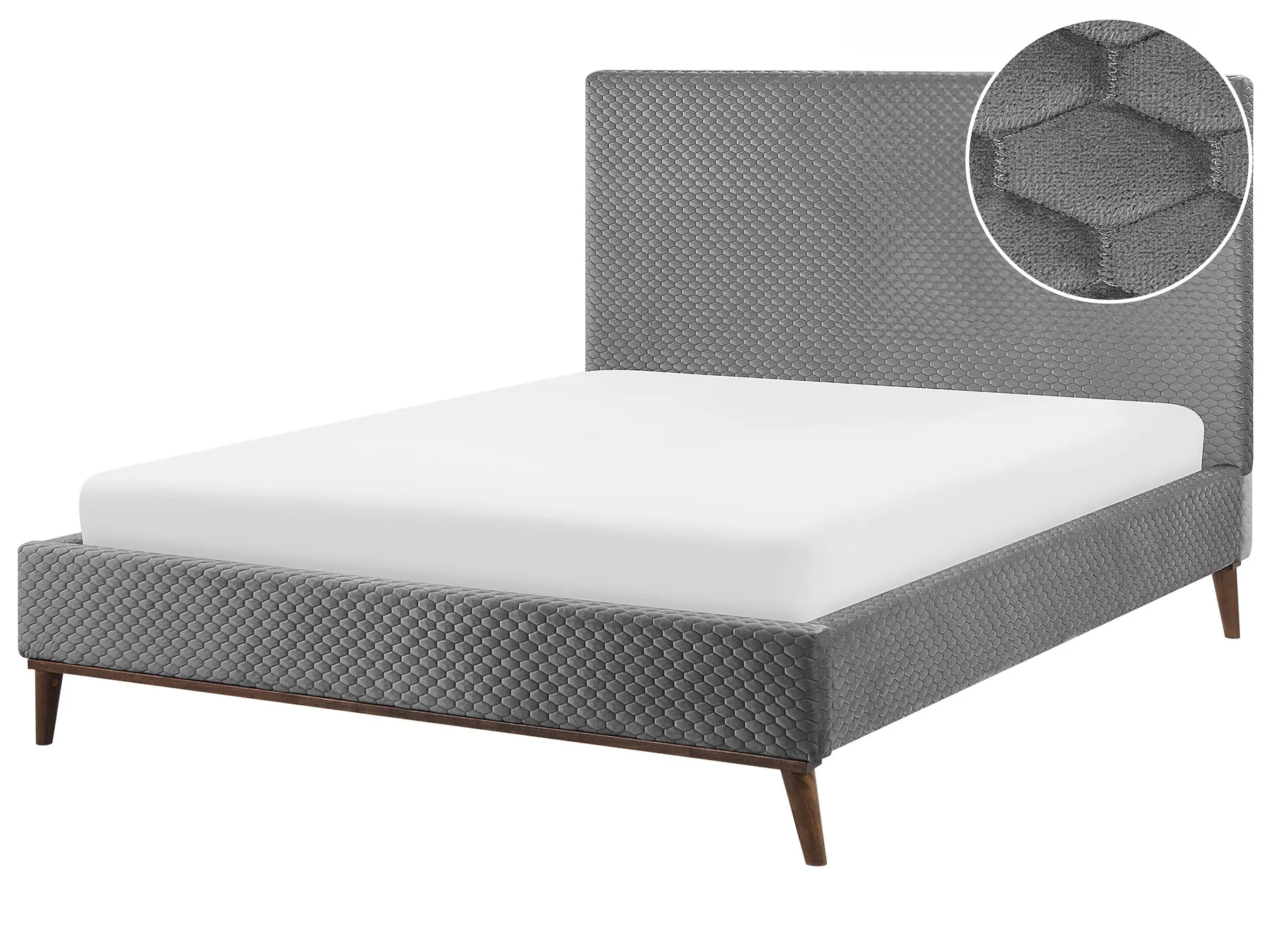 Bett mit Lattenrost Samtstoff BAYONNE 140 x 200 cm Hellgrau_770896