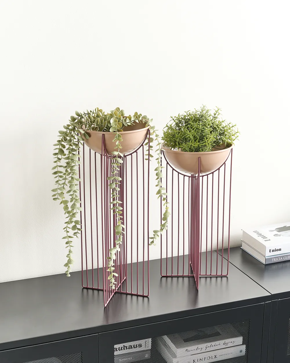 Zestaw 2 donic na nóżkach FICARIA 22 cm Metal Różowy