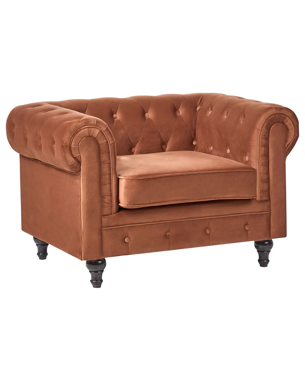 Fotel CHESTERFIELD Welur Złoty brąz