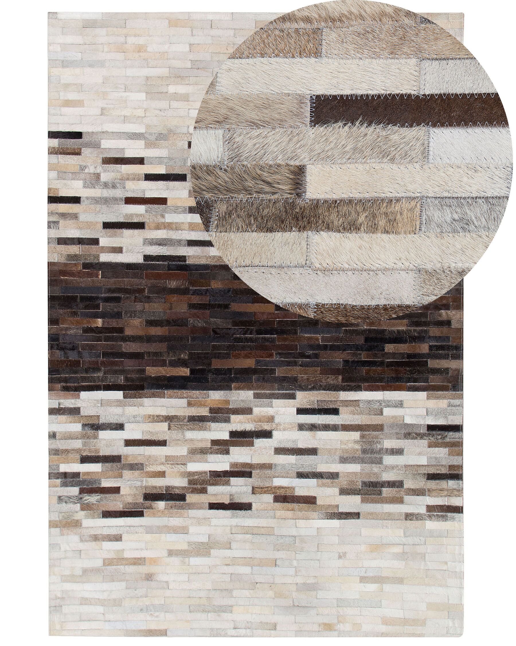 Cowhide Area Rug 140 x 200 cm Brown with Beige SINNELI_756735