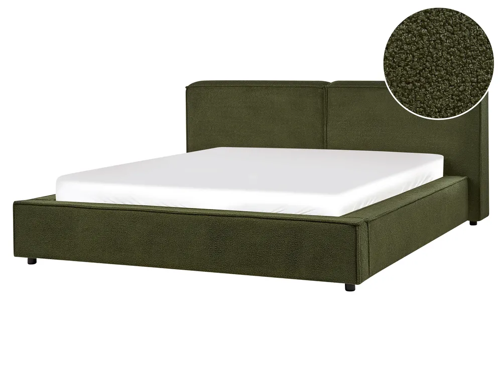 Bed Boucle LINARDS 160 x 200 cm (EU King Size) Dark Green_930516