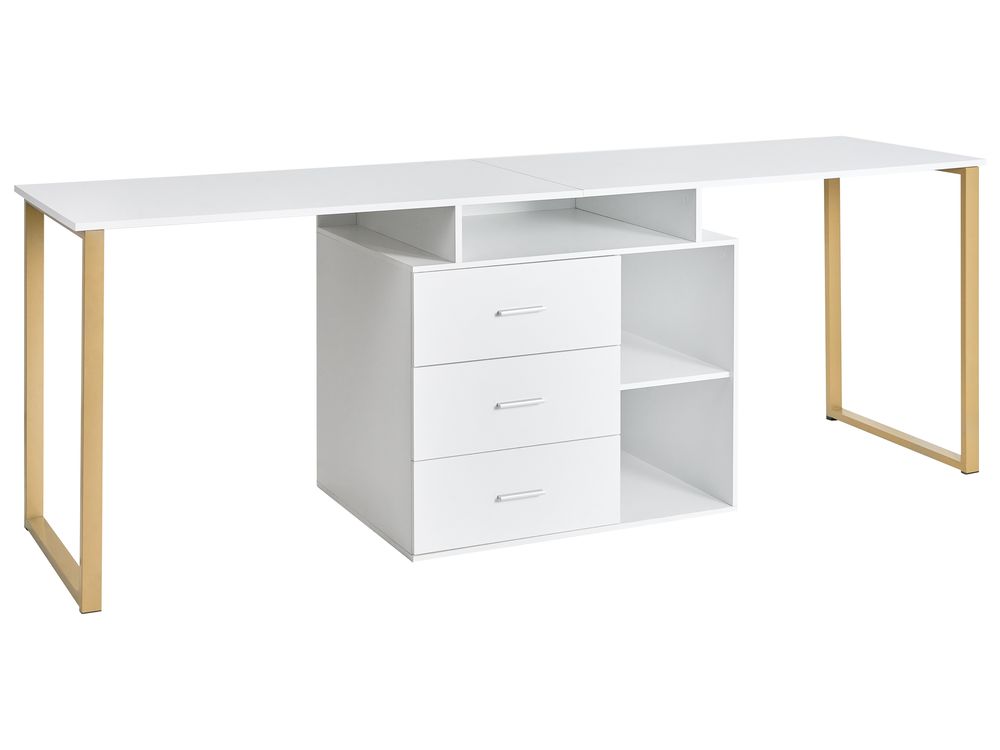Biurko regulowane ASHMORE 165/220 cm 55 cm Biały