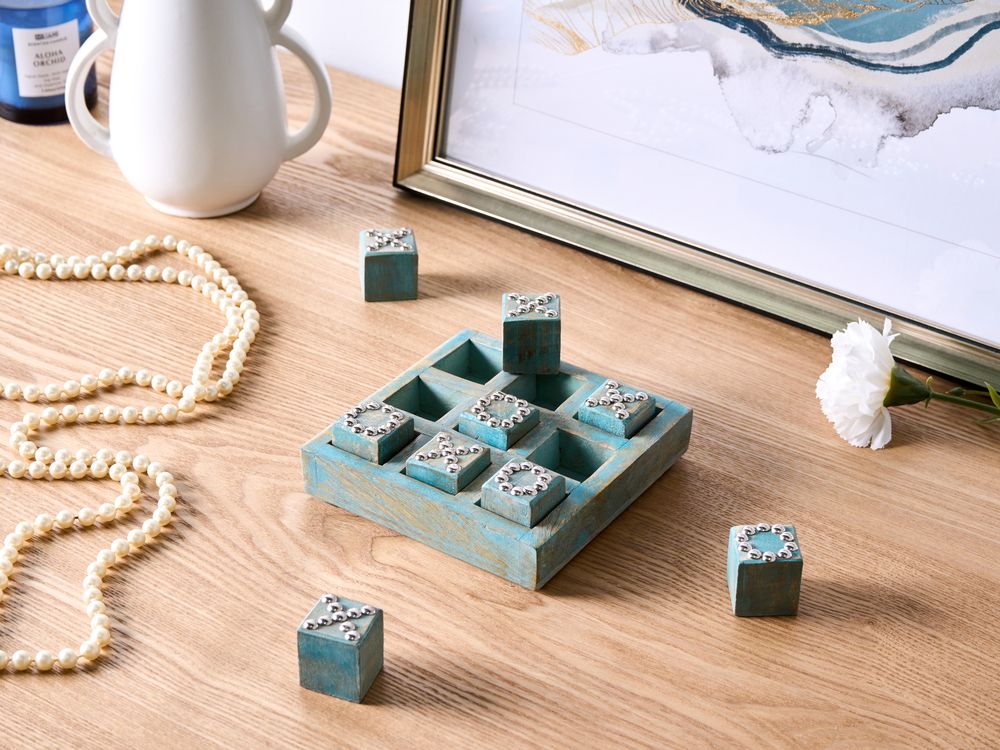 Tic-Tac-Toe Game KINA Mango Wood Blue