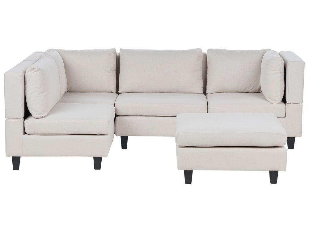 Sofá de canto modular 4 lugares UNSTAD com repousa-pés Tecido Creme claro à direita
