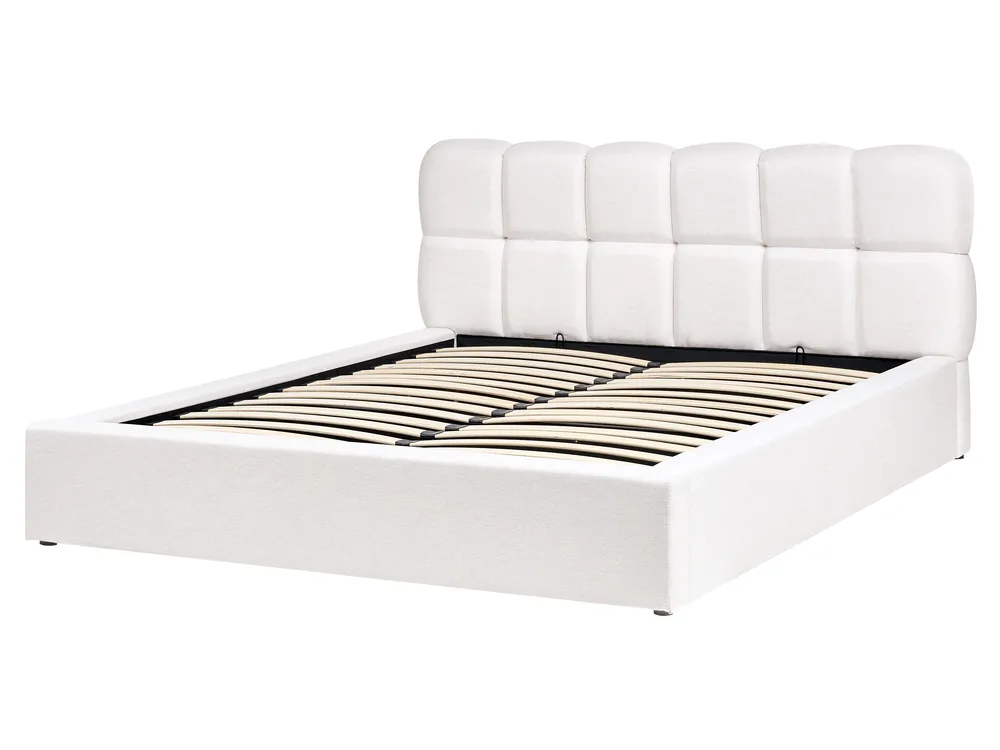 Bett mit Stauraum BASTON Stoff Cremeweiß 160 x 200 cm_997041