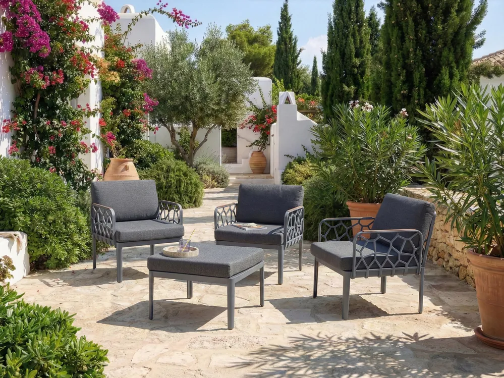 Garden Sofa Set 4 Seater ERICHE Dark Grey_978024