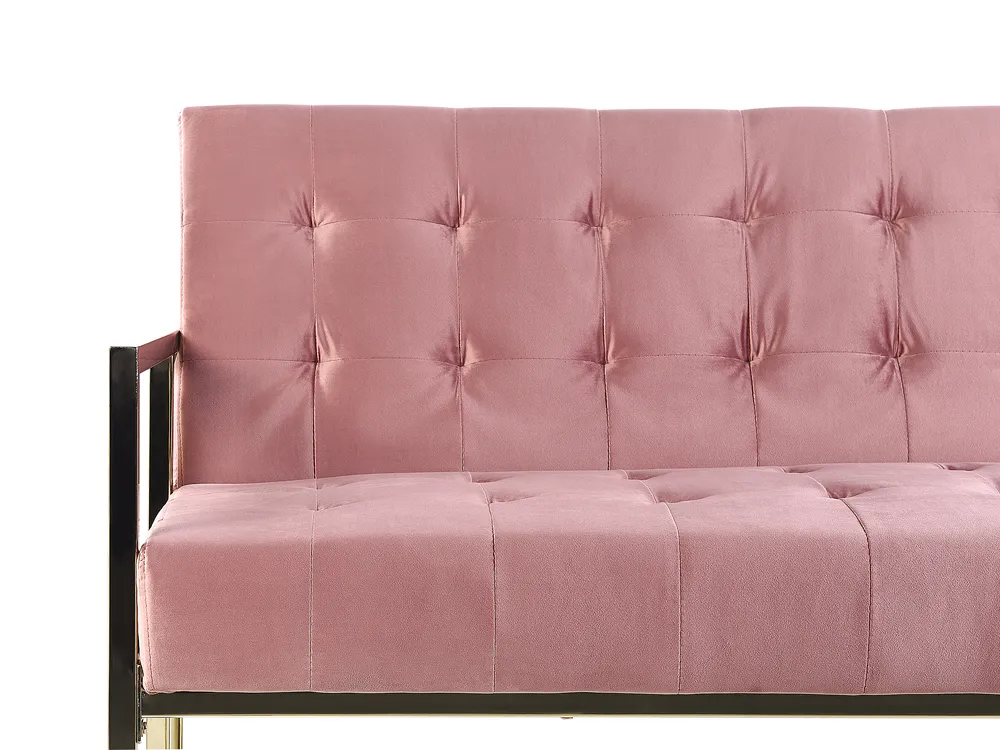 Sofa Bed 3 Seater MARSTAL Velvet Pink_796252