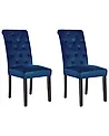 Set of 2 Dining Chairs VELVA Velvet Dark Blue