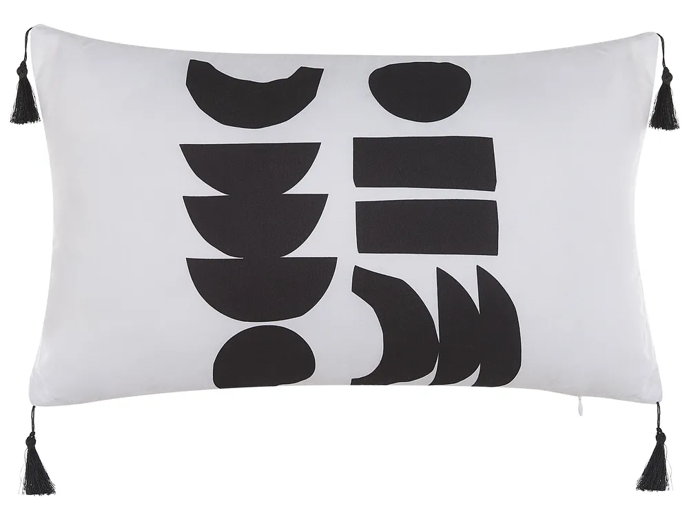 Zestaw 2 poduszek dekoracyjnych LIRIOPE 30 x 50 cm Czarny/ biały Wzór geometryczny_815445