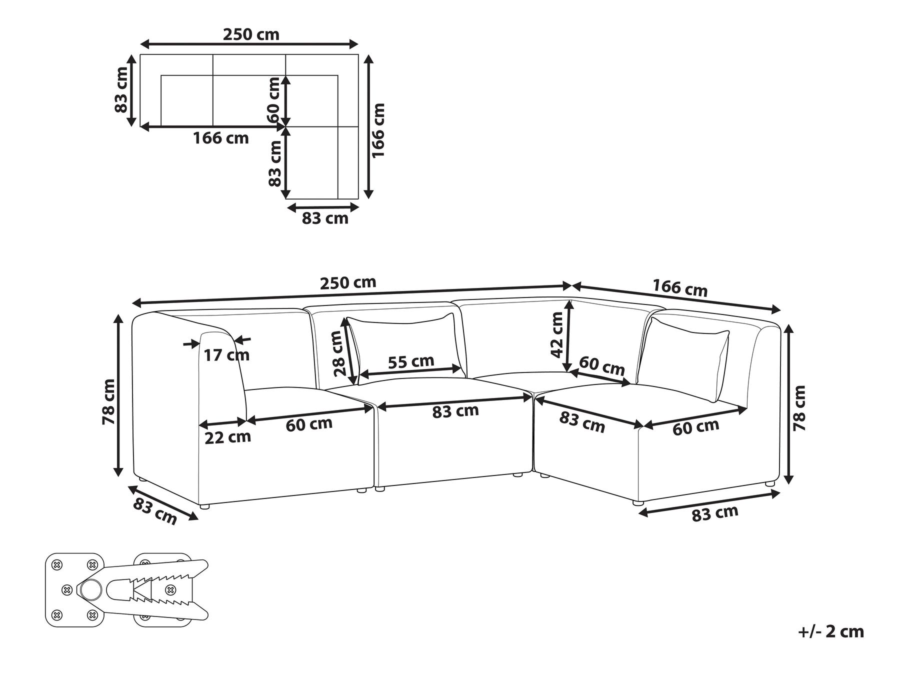 Modular Corner Sofa 4 Seater LEMVIG Corduroy Beige Left Hand_1052805