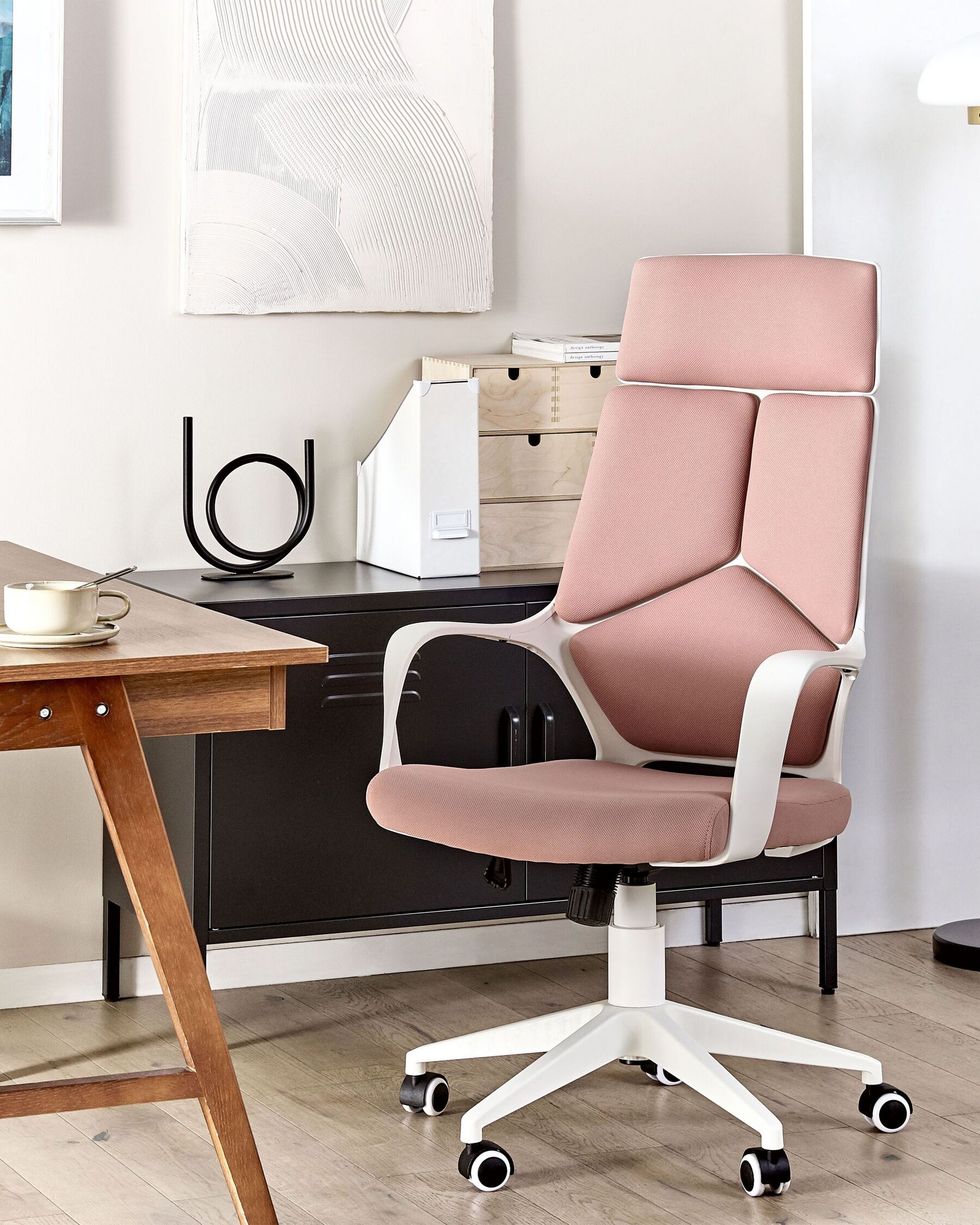 Swivel Office Chair Pink and White DELIGHT_834168